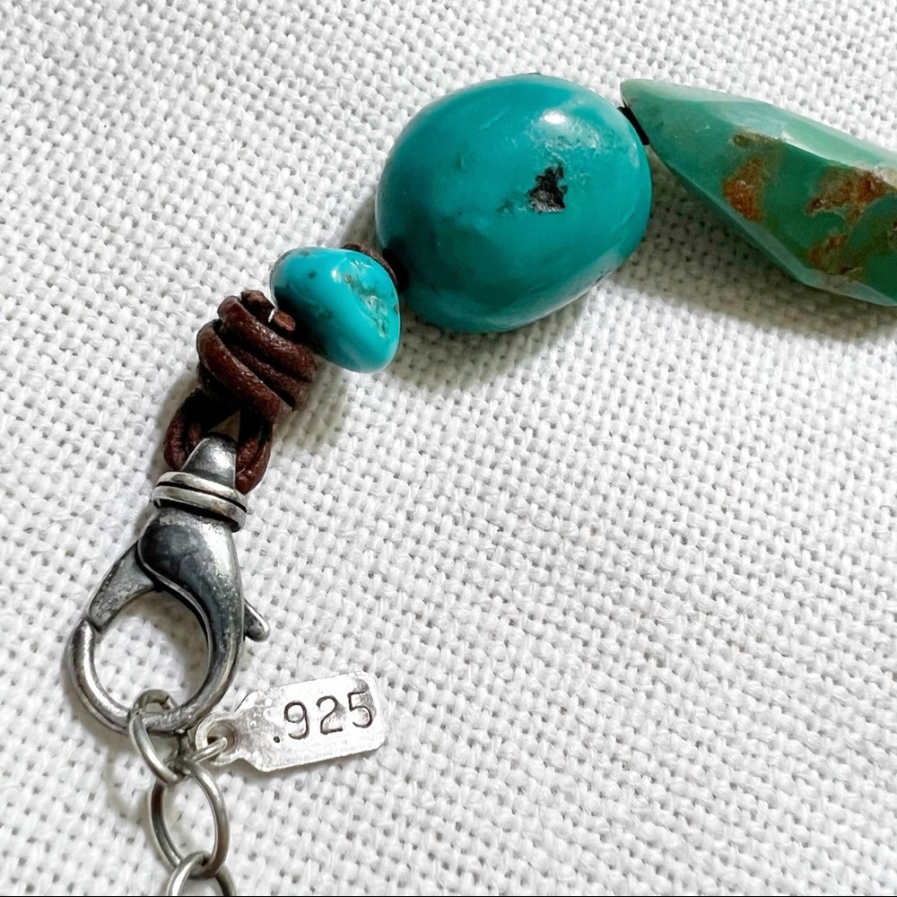 PEYOTE BIRD Turquoise Bohemian Chunky Bead & Sterling Silver Bracelet .925 - Picture 5 of 5